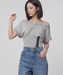 DURAS（デュラス）の「メタルチェーンアイレットTシャツ（Tシャツ/カットソー）」
