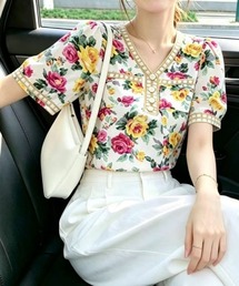 シフォン」に該当するレディースのシャツ/ブラウス（花柄・ボタニカル