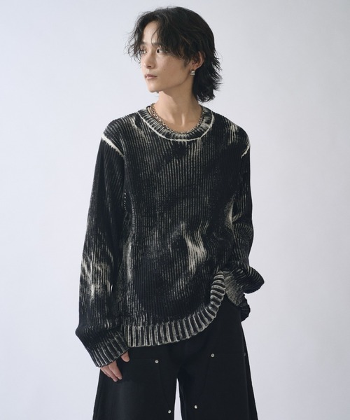 Lui's(ルイス)の「グランジコットンニット(ニット/セーター・メンズ・ブラック/ホワイト・S/M)」の2枚目の写真