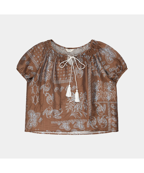 PIGMENT（ピグメント）の「エスニックタッセルブラウス (KYBL2604137)（シャツ/ブラウス・レディース・ブラウン/アイボリー・FREE）」の2枚目の写真