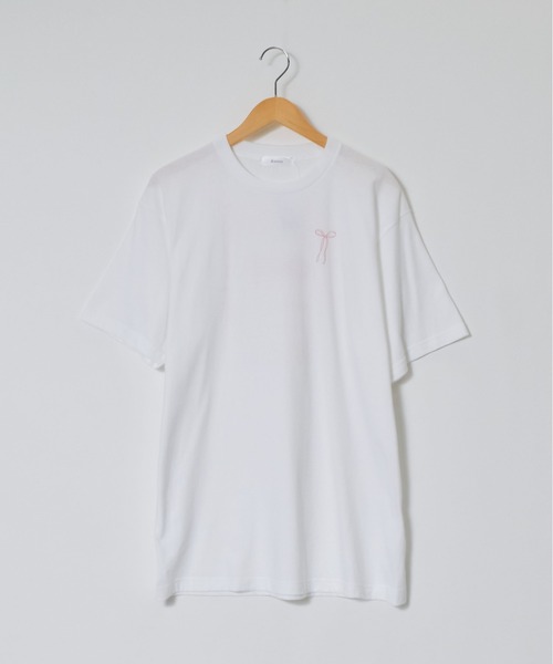 &soiree(アンドソワレ)の「【シルエット選べる2サイズ】ロゴデザインリボンTシャツ(Tシャツ/カットソー・レディース・ピンク/ホワイト/ネイビー・FREE/MEDIUM)」の12枚目の写真