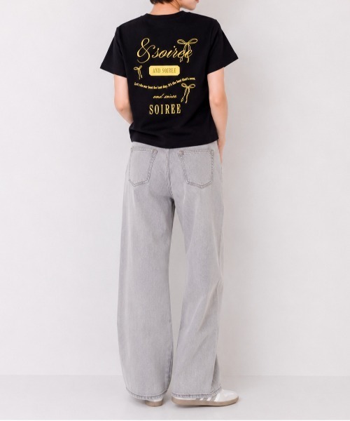 &soiree(アンドソワレ)の「【シルエット選べる2サイズ】ロゴデザインリボンTシャツ(Tシャツ/カットソー・レディース・ピンク/ホワイト/ネイビー・FREE/MEDIUM)」の8枚目の写真