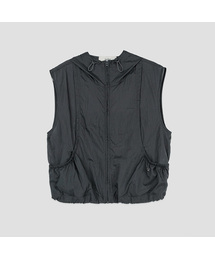 YU NYLON SHIRRING HOODY VEST (VT-0286)