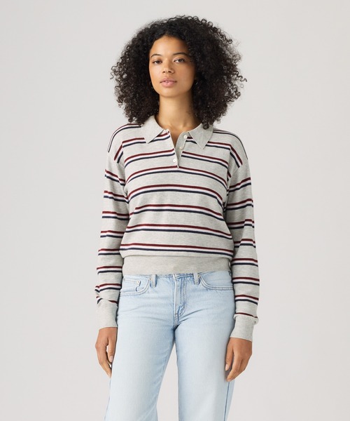Levi's(リーバイス)の「Levi's/リーバイス スーパーソフト ロングスリーブ ポロシャツ(ポロシャツ・レディース・グレー・XS/S/M)」の2枚目の写真