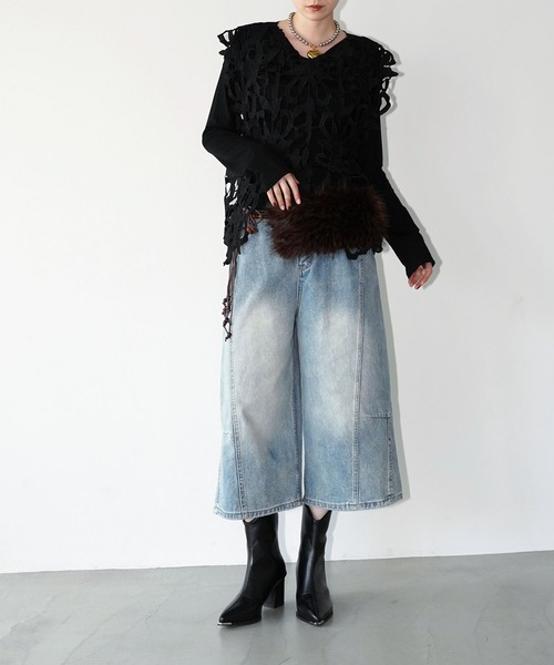chuclla(チュクラ)の「クロップドワイドデニムパンツ chw26s375(その他パンツ・レディース・ブルー・S/M/L)」の17枚目の写真
