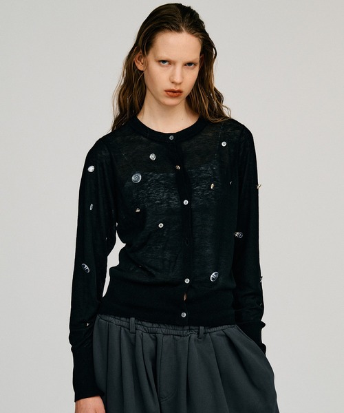 PRANK PROJECT(プランクプロジェクト)の「【2026Autumn Pre-Order】スイビウールプレイフルボタンカーディガン / Suivi Wool Playful Button Cardigan(カーディガン/ボレロ・レディース・グレー/ブラック・FREE)」の2枚目の写真