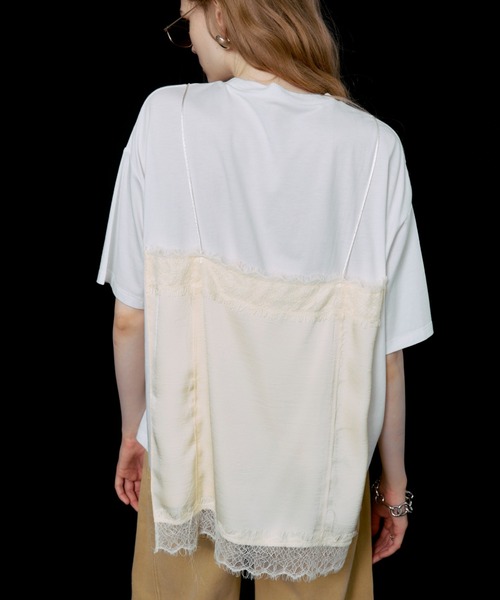 JOSE MOON（ジョゼムーン）の「LACE CAMI TRIM TSHIRT/レースキャミトリムTシャツ（Tシャツ/カットソー・レディース・ブラック/ホワイト/グレー/イエロー系その他・FREE）」の16枚目の写真