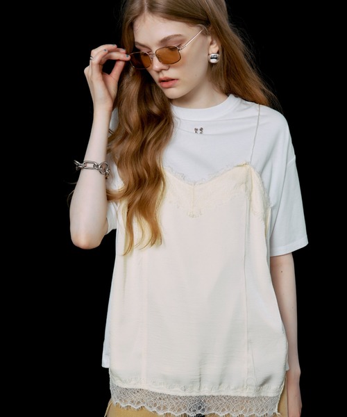 JOSE MOON（ジョゼムーン）の「LACE CAMI TRIM TSHIRT/レースキャミ