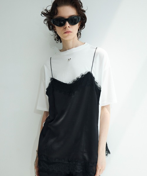JOSE MOON（ジョゼムーン）の「LACE CAMI TRIM TSHIRT/レースキャミ