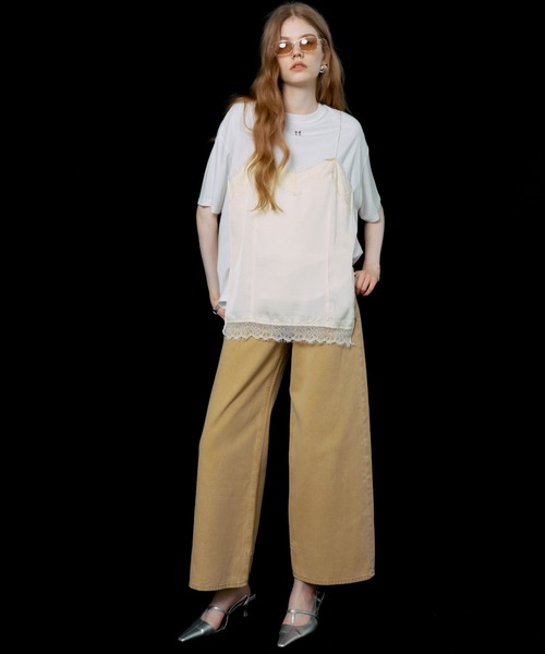 JOSE MOON（ジョゼムーン）の「LACE CAMI TRIM TSHIRT/レースキャミトリムTシャツ（Tシャツ/カットソー・レディース・ブラック/ホワイト/グレー/イエロー系その他・FREE）」の17枚目の写真