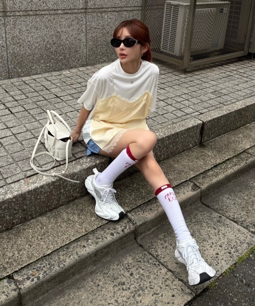 JOSE MOON（ジョゼムーン）の「LACE CAMI TRIM TSHIRT/レースキャミ