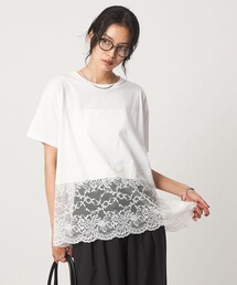 【WEB限定】<at ease>イレヘム レース ドッキング ショートスリーブ カットソー