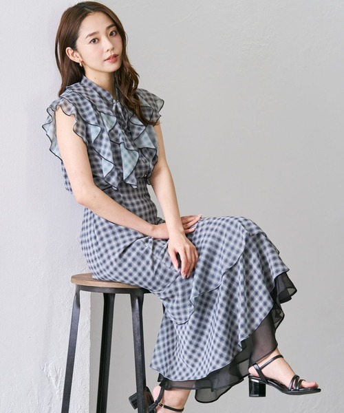 MISCH MASCH(ミッシュマッシュ)の「2026秋冬新作 チェックアソートレイヤードフリルスカート(スカート・レディース・ブラウン/ブラック/ブラック×ホワイト・M/S)」の3枚目の写真