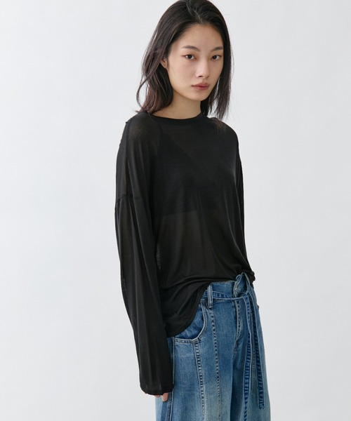 DRWCYS(ドロシーズ)の「アシメネックシアーロングスリーブTEE(Tシャツ/カットソー・レディース・グレー/アイボリー/ホワイト/ブラック・FREE)」の11枚目の写真