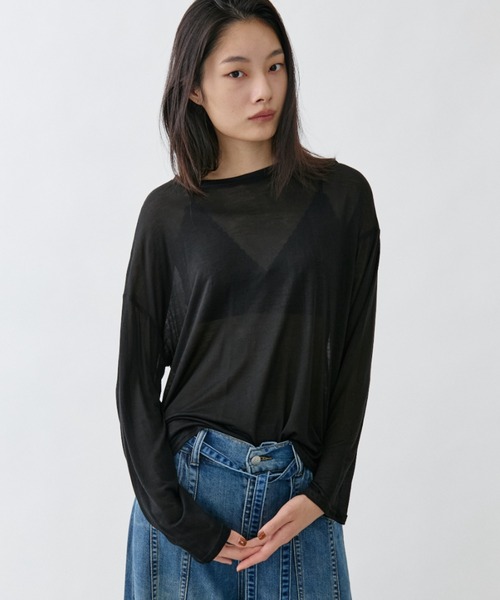 DRWCYS(ドロシーズ)の「アシメネックシアーロングスリーブTEE(Tシャツ/カットソー・レディース・グレー/アイボリー/ホワイト/ブラック・FREE)」の13枚目の写真