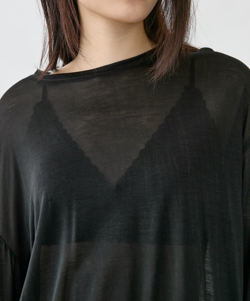 DRWCYS(ドロシーズ)の「アシメネックシアーロングスリーブTEE(Tシャツ/カットソー・レディース・グレー/アイボリー/ホワイト/ブラック・FREE)」の16枚目の写真