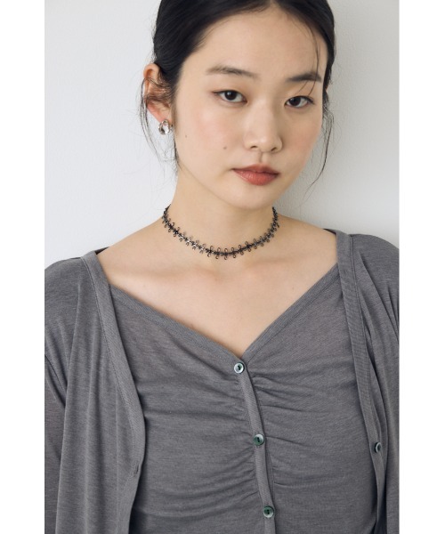 AZUL by moussy(アズールバイマウジー)の「リボンモチーフチョーカー(チョーカー・レディース・ブラック/シルバー・FREE)」の4枚目の写真