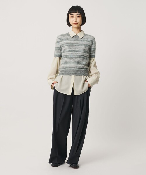 BEAUTY&YOUTH UNITED ARROWS(ビューティーアンドユースユナイテッドアローズ)の「アルパカブレンド フェザーヤーン ボーダー ニットプルオーバー(ニット/セーター・レディース・ライトグレー/ダークブラウン・FREE)」の2枚目の写真