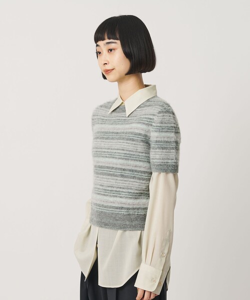 BEAUTY&YOUTH UNITED ARROWS(ビューティーアンドユースユナイテッドアローズ)の「アルパカブレンド フェザーヤーン ボーダー ニットプルオーバー(ニット/セーター・レディース・ライトグレー/ダークブラウン・FREE)」の5枚目の写真
