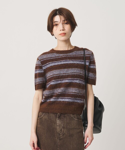 BEAUTY&YOUTH UNITED ARROWS(ビューティーアンドユースユナイテッドアローズ)の「アルパカブレンド フェザーヤーン ボーダー ニットプルオーバー(ニット/セーター・レディース・ライトグレー/ダークブラウン・FREE)」の7枚目の写真