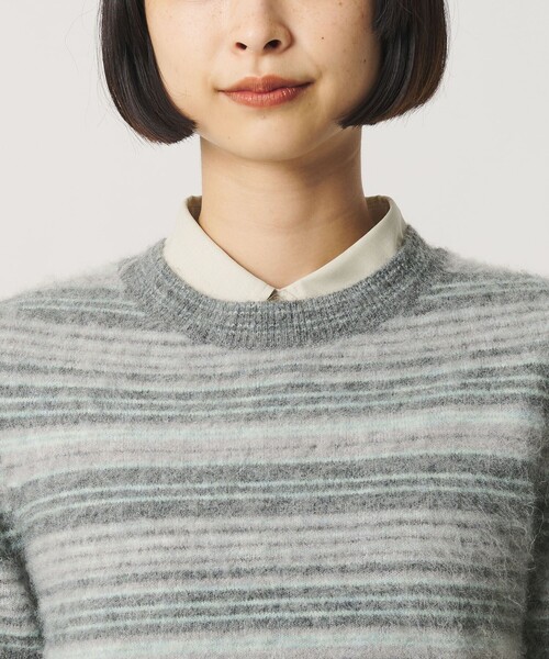 BEAUTY&YOUTH UNITED ARROWS(ビューティーアンドユースユナイテッドアローズ)の「アルパカブレンド フェザーヤーン ボーダー ニットプルオーバー(ニット/セーター・レディース・ライトグレー/ダークブラウン・FREE)」の12枚目の写真