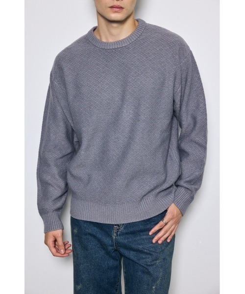 AZUL by moussy(アズールバイマウジー)の「【ストレッチ性あり】テクスチャークルーネックニットトップス 秋服 冬服 手洗い可能 毛5%(ニット/セーター・メンズ・ネイビー/ブラック/ライトグレー・LARGE/MEDIUM)」の20枚目の写真