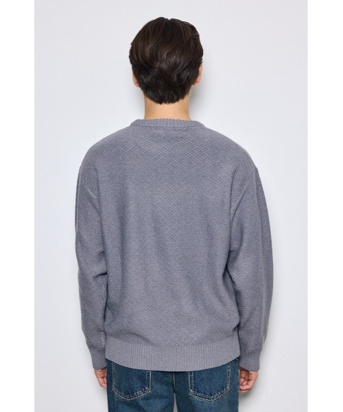 AZUL by moussy(アズールバイマウジー)の「【ストレッチ性あり】テクスチャークルーネックニットトップス 秋服 冬服 手洗い可能 毛5%(ニット/セーター・メンズ・ネイビー/ブラック/ライトグレー・LARGE/MEDIUM)」の15枚目の写真