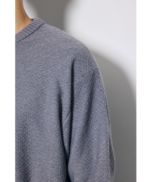 AZUL by moussy(アズールバイマウジー)の「【ストレッチ性あり】テクスチャークルーネックニットトップス 秋服 冬服 手洗い可能 毛5%(ニット/セーター・メンズ・ネイビー/ブラック/ライトグレー・LARGE/MEDIUM)」の17枚目の写真