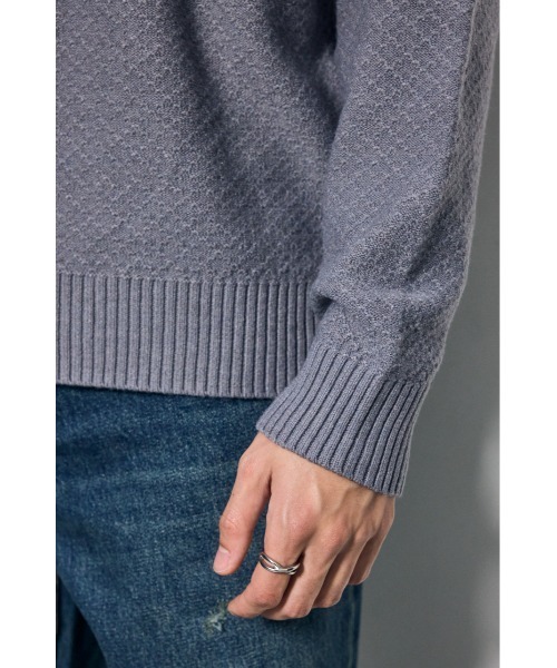 AZUL by moussy(アズールバイマウジー)の「【ストレッチ性あり】テクスチャークルーネックニットトップス 秋服 冬服 手洗い可能 毛5%(ニット/セーター・メンズ・ネイビー/ブラック/ライトグレー・LARGE/MEDIUM)」の18枚目の写真