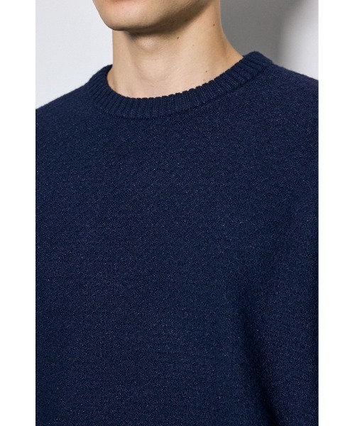 AZUL by moussy(アズールバイマウジー)の「【ストレッチ性あり】テクスチャークルーネックニットトップス 秋服 冬服 手洗い可能 毛5%(ニット/セーター・メンズ・ネイビー/ブラック/ライトグレー・LARGE/MEDIUM)」の5枚目の写真