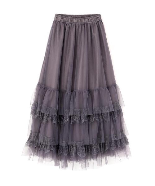 JILL by JILL STUART（ジルバイジルスチュアート）の「チュール×レースティアードスカート（スカート・レディース・グレー/ピンク/ホワイト・FREE）」の4枚目の写真