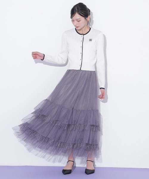 JILL by JILL STUART（ジルバイジルスチュアート）の「チュール×レースティアードスカート（スカート・レディース・グレー/ピンク/ホワイト・FREE）」の3枚目の写真