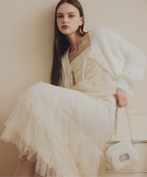JILL by JILL STUART（ジルバイジルスチュアート）の「チュール×レースティアードスカート（スカート・レディース・グレー/ピンク/ホワイト・FREE）」の2枚目の写真