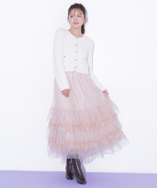 JILL by JILL STUART（ジルバイジルスチュアート）の「チュール×レースティアードスカート（スカート・レディース・グレー/ピンク/ホワイト・FREE）」の10枚目の写真