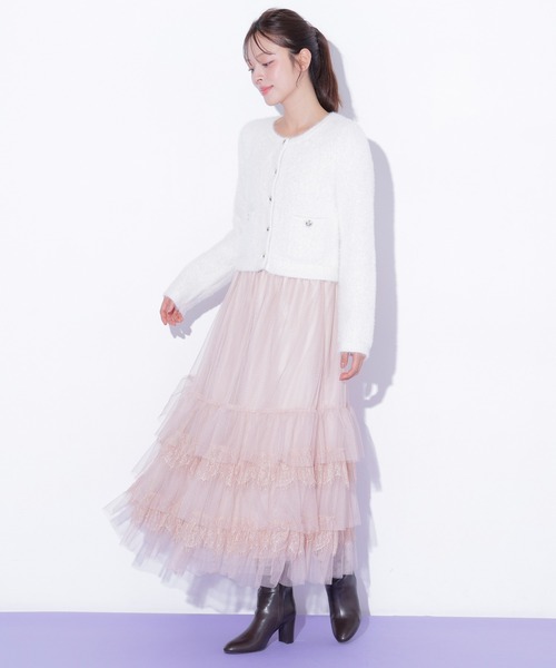 JILL by JILL STUART（ジルバイジルスチュアート）の「チュール×レースティアードスカート（スカート・レディース・グレー/ピンク/ホワイト・FREE）」の12枚目の写真