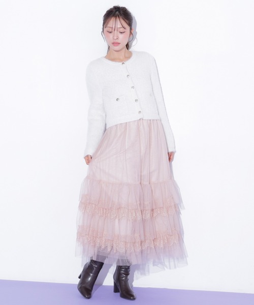 JILL by JILL STUART（ジルバイジルスチュアート）の「チュール×レースティアードスカート（スカート・レディース・グレー/ピンク/ホワイト・FREE）」の11枚目の写真
