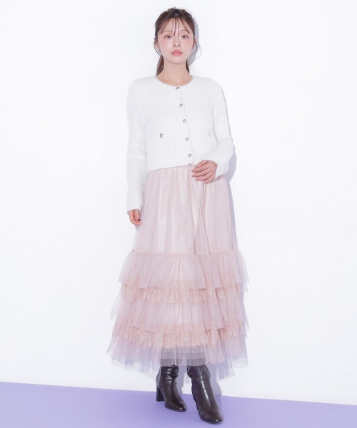 JILL by JILL STUART（ジルバイジルスチュアート）の「チュール×レースティアードスカート（スカート・レディース・グレー/ピンク/ホワイト・FREE）」の9枚目の写真