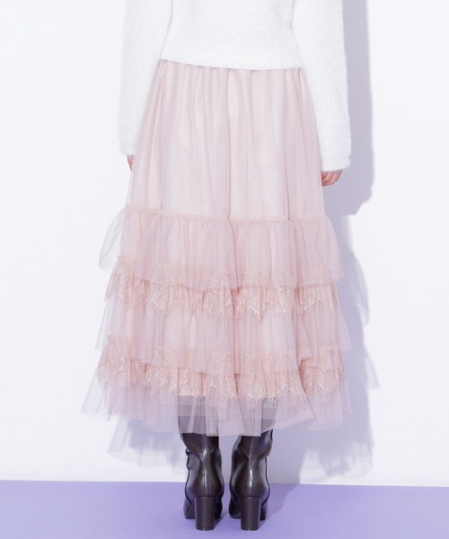 JILL by JILL STUART（ジルバイジルスチュアート）の「チュール×レースティアードスカート（スカート・レディース・グレー/ピンク/ホワイト・FREE）」の18枚目の写真