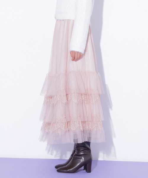JILL by JILL STUART（ジルバイジルスチュアート）の「チュール×レースティアードスカート（スカート・レディース・グレー/ピンク/ホワイト・FREE）」の17枚目の写真