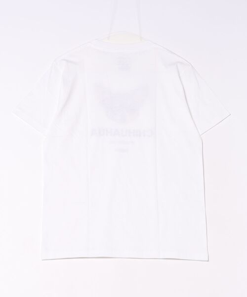 Moftique（モフティック）の「Moftique（モフティック） エントリーモデル 半袖Tシャツ アニマル チワワ ブラック 犬 ドッグ ペット インクジェットプリント 褪せ感 4.0オンス 薄手 トップス カットソー 夏 カジュアル レディース ユニセックス（Tシャツ/カットソー・レディース・ホワイト・S）」の2枚目の写真