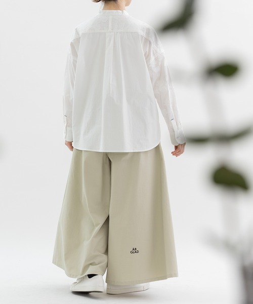 nop de nod（ノップドゥノッド）の「ボー付きスタンドカラーシャツ（シャツ/ブラウス・レディース・ネイビー/オフホワイト/ブルー・3）」の13枚目の写真