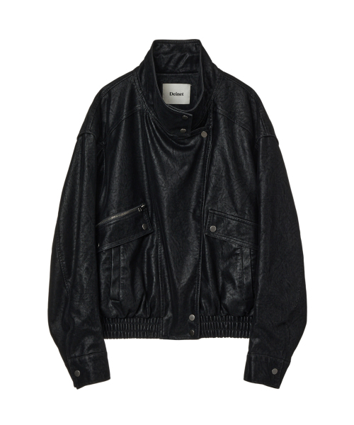 DEINET(ダイニット)の「FAUX BOMBER LEATHER JACKET IN BLACK(ライダースジャケット・レディース・その他・FREE)」の1枚目の写真