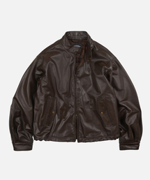 WAXED COWHIDE BUDDY HARRINGTON JACKET _ BROWN