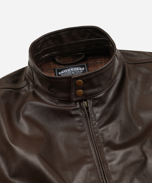 FRIZMWORKS（フリズムワークス）の「WAXED COWHIDE BUDDY HARRINGTON JACKET _ BROWN（ライダースジャケット・メンズ・その他・SMALL/MEDIUM/LARGE/X-LARGE）」の4枚目の写真