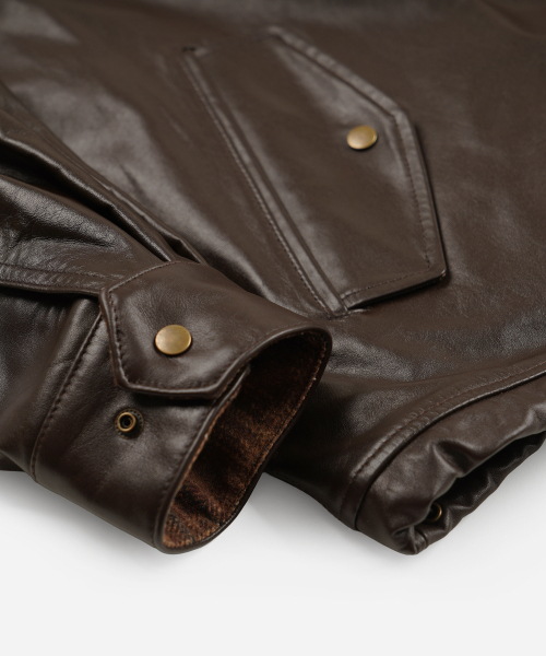 FRIZMWORKS（フリズムワークス）の「WAXED COWHIDE BUDDY HARRINGTON JACKET _ BROWN（ライダースジャケット・メンズ・その他・SMALL/MEDIUM/LARGE/X-LARGE）」の7枚目の写真