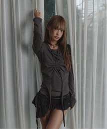 [SET] ローカット スラブ レイヤード ロングスリーブ セット ディープチャコール