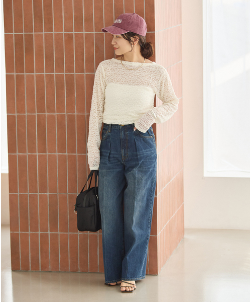 JOURNAL STANDARD(ジャーナルスタンダード)の「《追加2》ストレッチレース2WAYプルオーバー(Tシャツ/カットソー・レディース・アイボリー/ブラウン・FREE)」の3枚目の写真