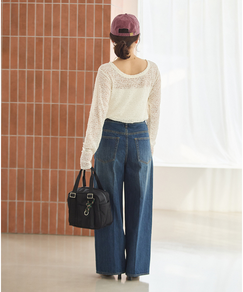 JOURNAL STANDARD(ジャーナルスタンダード)の「《追加2》ストレッチレース2WAYプルオーバー(Tシャツ/カットソー・レディース・アイボリー/ブラウン・FREE)」の4枚目の写真