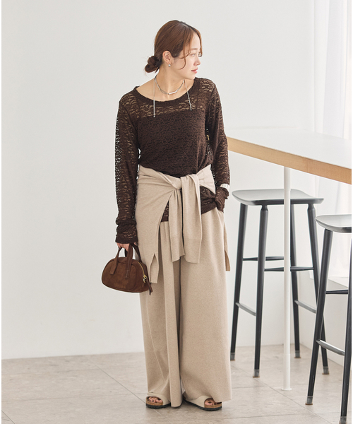 JOURNAL STANDARD(ジャーナルスタンダード)の「《追加2》ストレッチレース2WAYプルオーバー(Tシャツ/カットソー・レディース・アイボリー/ブラウン・FREE)」の10枚目の写真