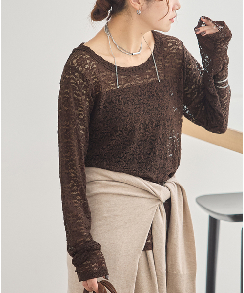 JOURNAL STANDARD(ジャーナルスタンダード)の「《追加2》ストレッチレース2WAYプルオーバー(Tシャツ/カットソー・レディース・アイボリー/ブラウン・FREE)」の16枚目の写真